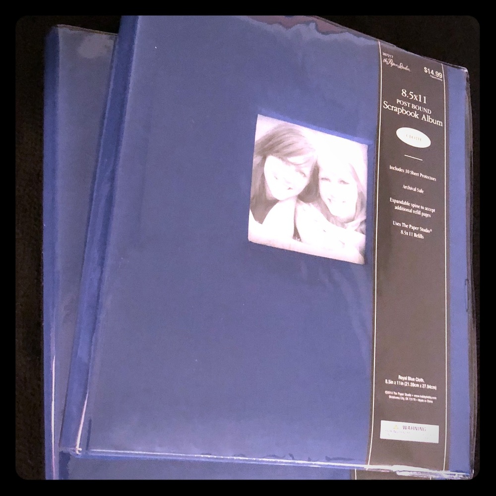 (2)- Scrapbook Album - 8.5 x 11 Cloth. Blue. NEW